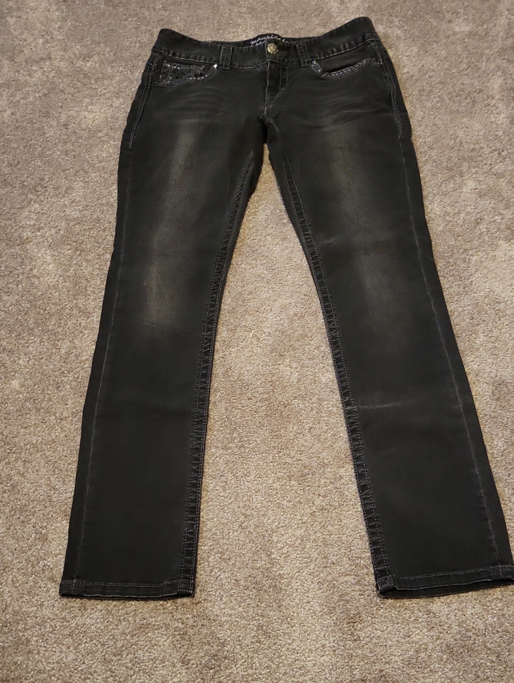 Maurices Women's Washed Black Straight Leg Jeans